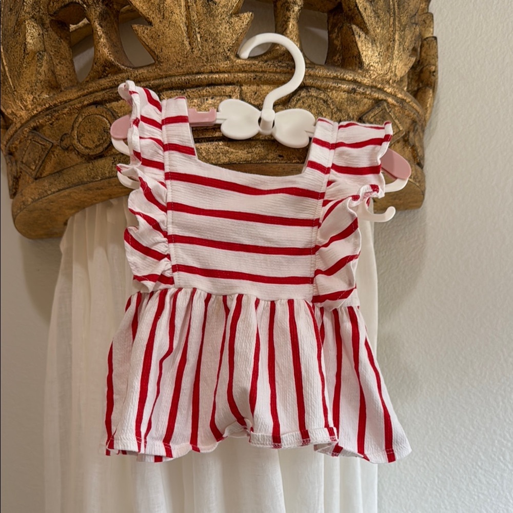 Red & White Striped Kids Top